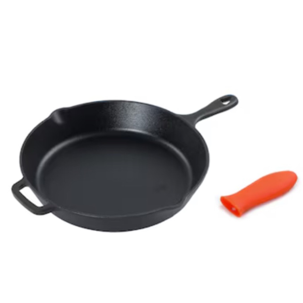 NIB 10” CHEF’S COUNTER CAST IRON SKILLET WITH SILICONE HANDLE
